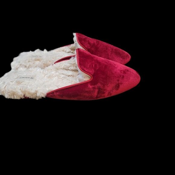 Birdies The Phoebe Ruby Red Velvet Faux Fur  Smoking Slipper Slip-on. Size 9. - Picture 2 of 8